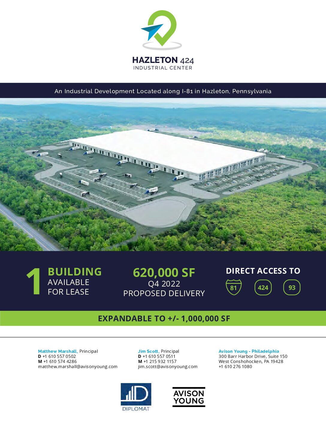 Hazleton 424 Industrial Center – 620,000 SF to 1,000,000 SF